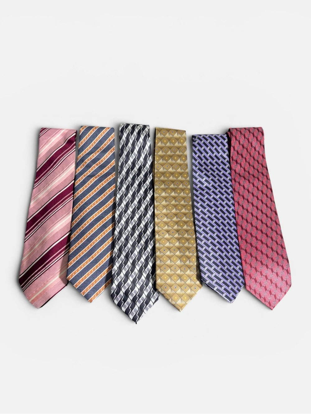 Mens vintage 100% silk designer Italian luxury neck tie lot bundle 6 ties EUC